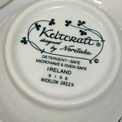 IRELAND 9198 WICKLOW GREEN by Keltcraft designed by Noritake 3 pieces - cup and saucer with bowl
