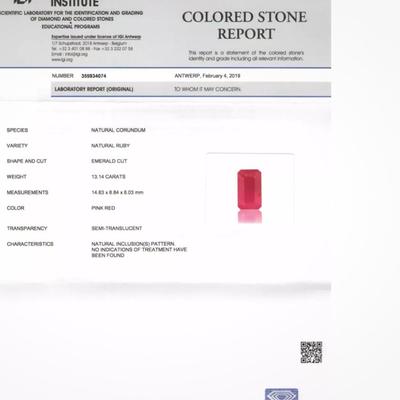 13.14 Carat IGI CERTIFIED Natural Ruby