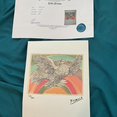Hand Signed Pablo Picasso Print with COA