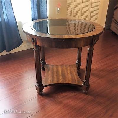 Round Glass Top End Table
