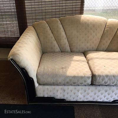 White Loveseat With Black Lacquer Trim