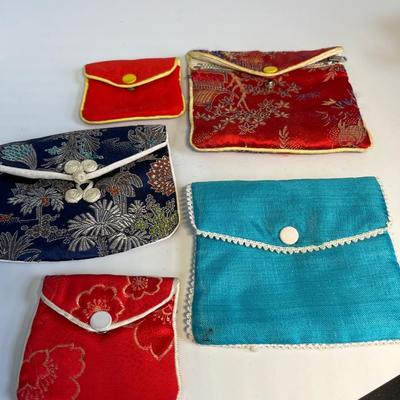 Vintage Asian jewelry bags and box