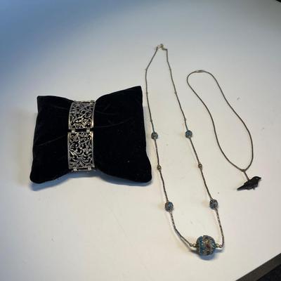 Sterling bracelet with two necklaces