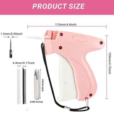 Light Pink Durable Clothes Tagger Gun for Clothing - 2 Needles, Scissor & Fasteners (4.5mm) – Tag Gun for DIY, Retail, Fabric Repairs...