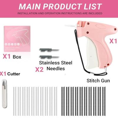 Light Pink Durable Clothes Tagger Gun for Clothing - 2 Needles, Scissor & Fasteners (4.5mm) – Tag Gun for DIY, Retail, Fabric Repairs...