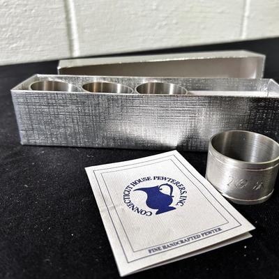 Set of 4 Pewter Napkin Holders