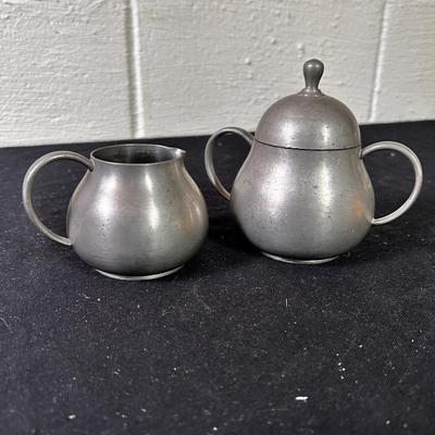 Dutch pewter cream & sugar