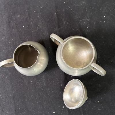 Dutch pewter cream & sugar
