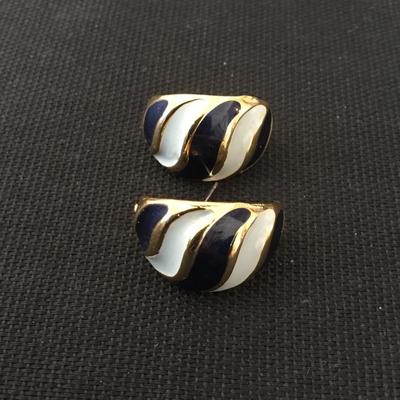 Vintage enameled, gold tone, earrings