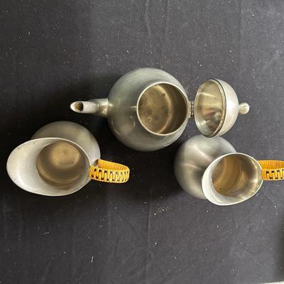 Dutch pewter teapot & water pitchers