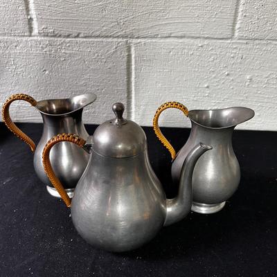 Dutch pewter teapot & water pitchers