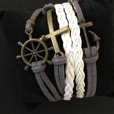 Cute summer anchor cross bracelet