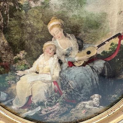 Pair of Vintage Prints in Oval Frames