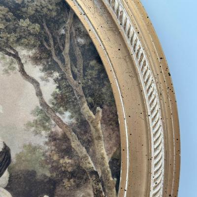 Pair of Vintage Prints in Oval Frames