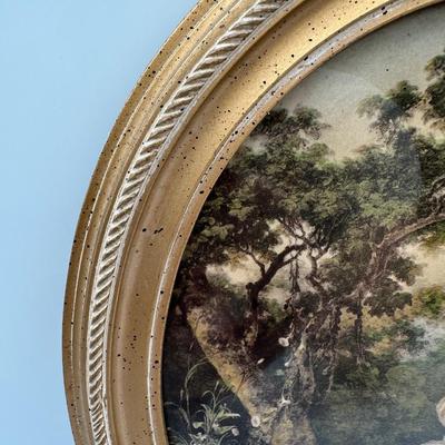 Pair of Vintage Prints in Oval Frames