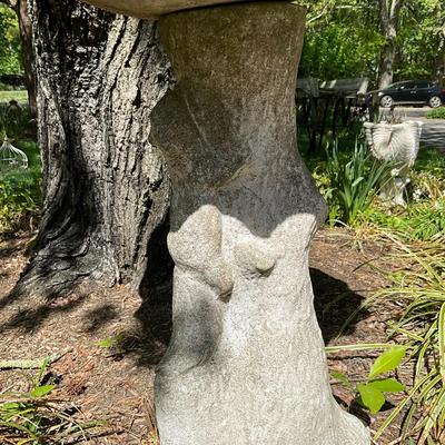 O563 Vintage Large Concrete Two Piece Birdbath