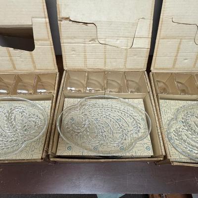 12 Vintage Homestead Snack Sets by Federal Glass