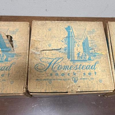 12 Vintage Homestead Snack Sets by Federal Glass