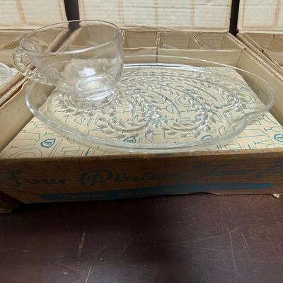 12 Vintage Homestead Snack Sets by Federal Glass
