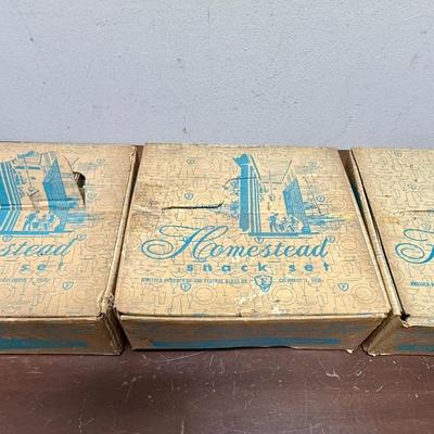 12 Vintage Homestead Snack Sets by Federal Glass