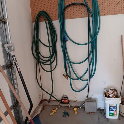 GARDEN HOSES, SPRINKLERS, NEW WALL HANGER AND HOSE SPRAYER