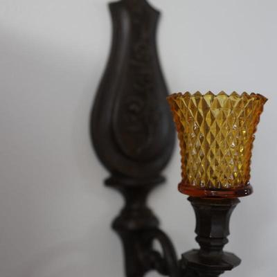 Pair of Vintage Syroco Wall Sconce w/ Glass