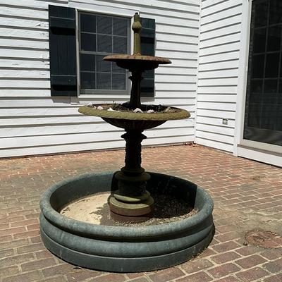 O590 Antique Tiered Cast Iron and Cement Basin Fountain