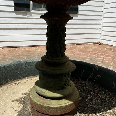 O590 Antique Tiered Cast Iron and Cement Basin Fountain