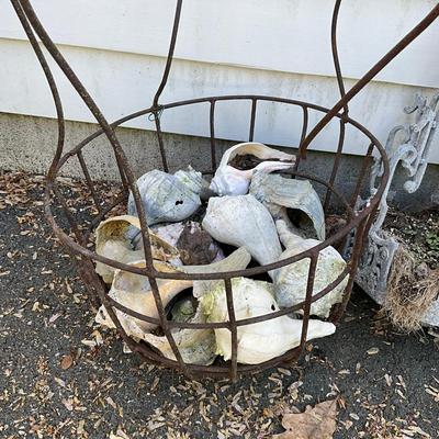 O591 Wire Planter With Vintage Iron Hanging Planter