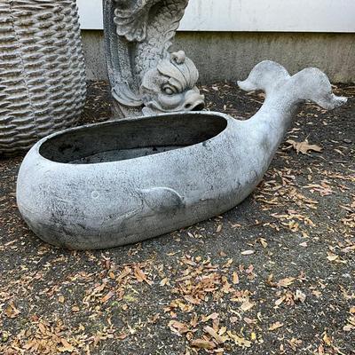 O597 Whale & Basket Weave Flower Pot With Dolphin Wall Fountain Lot