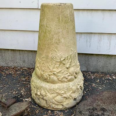 O598 Cast Iron Mermaid Birdbaths With Nautical Bird Bath Base With Starfish and Shells Design