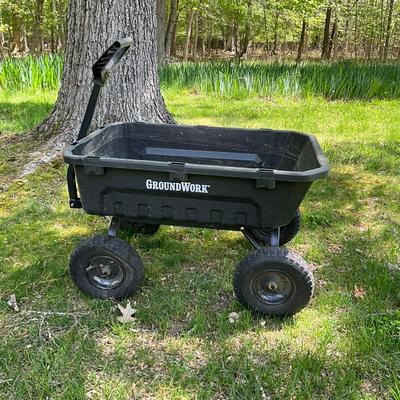 O604 Black GroundWorks Four Wheel Garden Cart