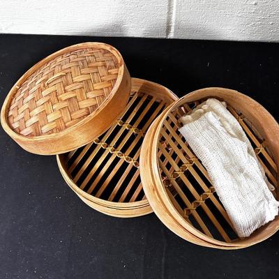 Vintage bamboo steamer basket