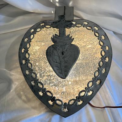 Sacred Heart Tin and Glass Light (LR-BM)
