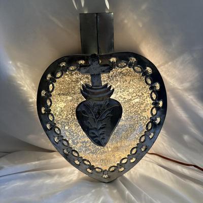 Sacred Heart Tin and Glass Light (LR-BM)