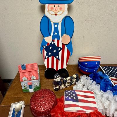 4th of July Decor Lot: Red, White and Blue items