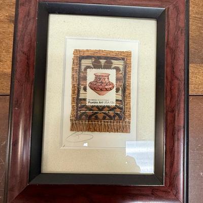 Framed Art: USPS Pueblo Art 13 Cent Postage Stamp