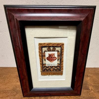 Framed Art: USPS Pueblo Art 13 Cent Postage Stamp