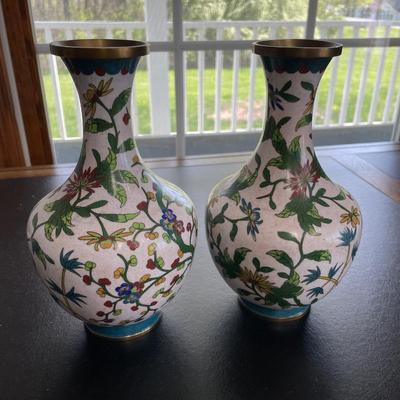 Enameled Brass Vases