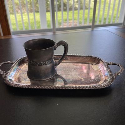 Silver Plated Mug and Tray