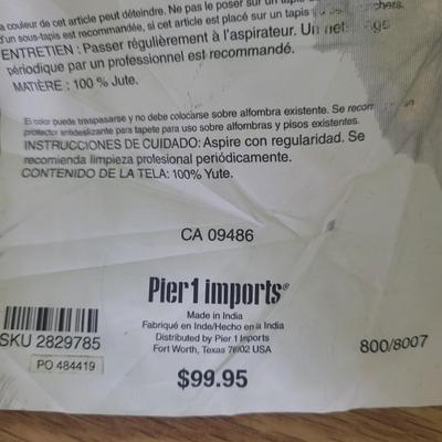 Pier 1 Jute Area Rug 4' x6' (B2-EL)