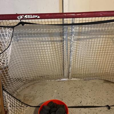 4x6 Professional folding hockey goal with pucks and sliding sheet