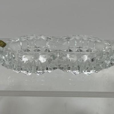 Bohemia Glass made in Czechoslovakia Open Salts Set of 2 salts and 2 silver spoons with tray