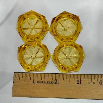 Antique Amber Glass Crystal Open Salts Cellars Dip Dishes set of 4