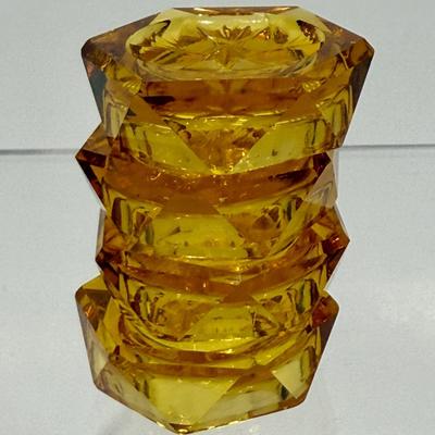 Antique Amber Glass Crystal Open Salts Cellars Dip Dishes set of 4