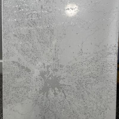 Paint by numbers kit, one canvas, and four painted canvases