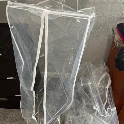 Three plastic hanging bag organizers