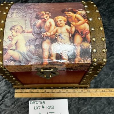 Cherub (Angel) Treasure Chest Trunk - 10"Wx9"Hx7.5"D Approx