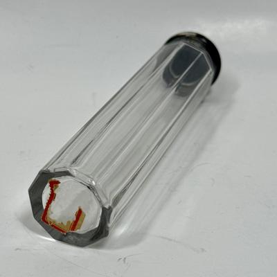 Antique Silver topped Victorian Hair Pin paneled glass jar