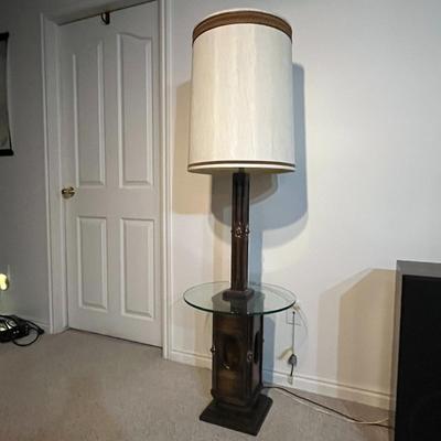 Wood Stained Glass Lantern Floor Lamp Table